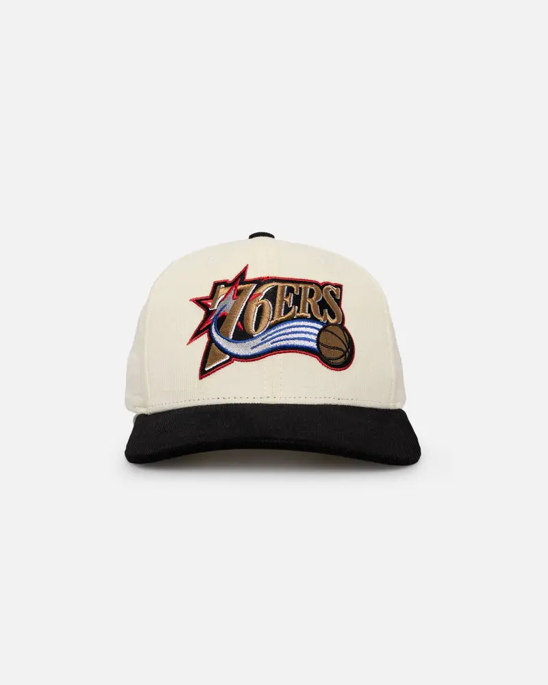 Mitchell & Ness Philadelphia 76Ers Go Team Go Og Corduroy Snapback Light Cream/Black 1
