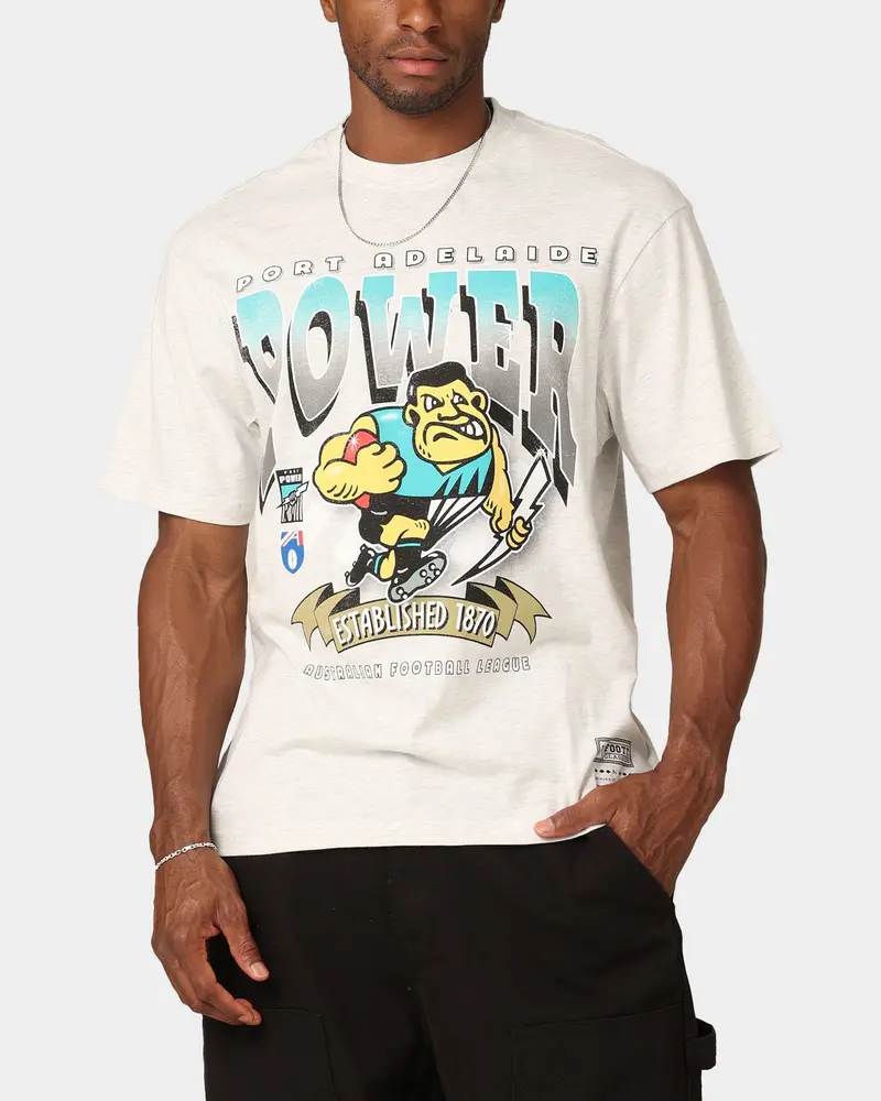 Mitchell & Ness Port Adelaide Power Character T-Shirt Silver Marle 1