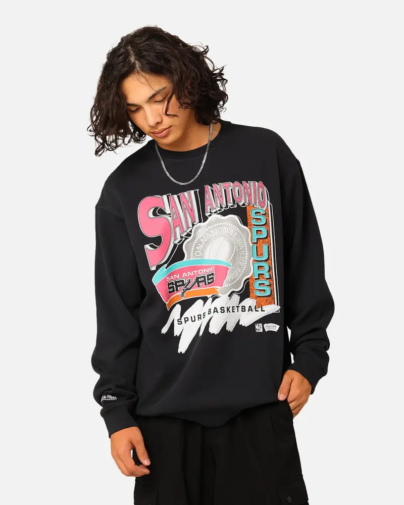 Mitchell & Ness San Antonio Spurs Brush Off Crewneck Black 1