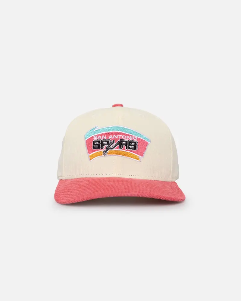 Mitchell & Ness San Antonio Spurs Go Team Go Og Corduroy Snapback Light Cream/Hot 1
