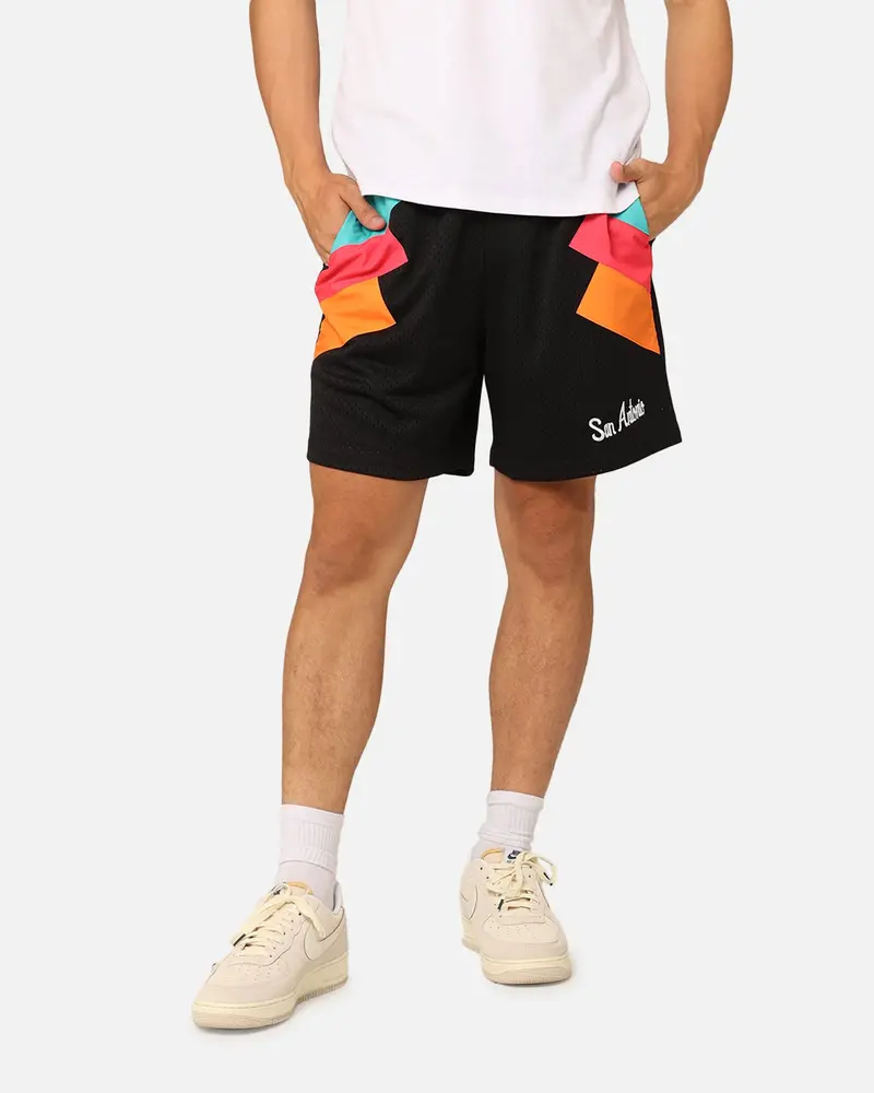 Mitchell & Ness San Antonio Spurs Wear Your Stripes Shorts Black 1