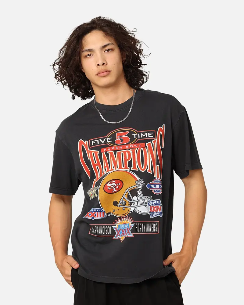 Mitchell & Ness San Francisco 49Ers 5 Time Super Bowl T-Shirt Faded Black 1