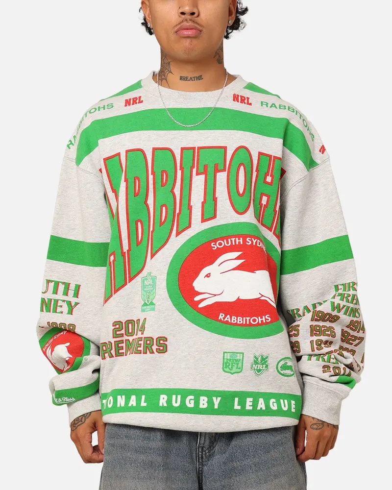Mitchell & Ness South Sydney Rabbitohs Team Crewneck Grey Marle 1
