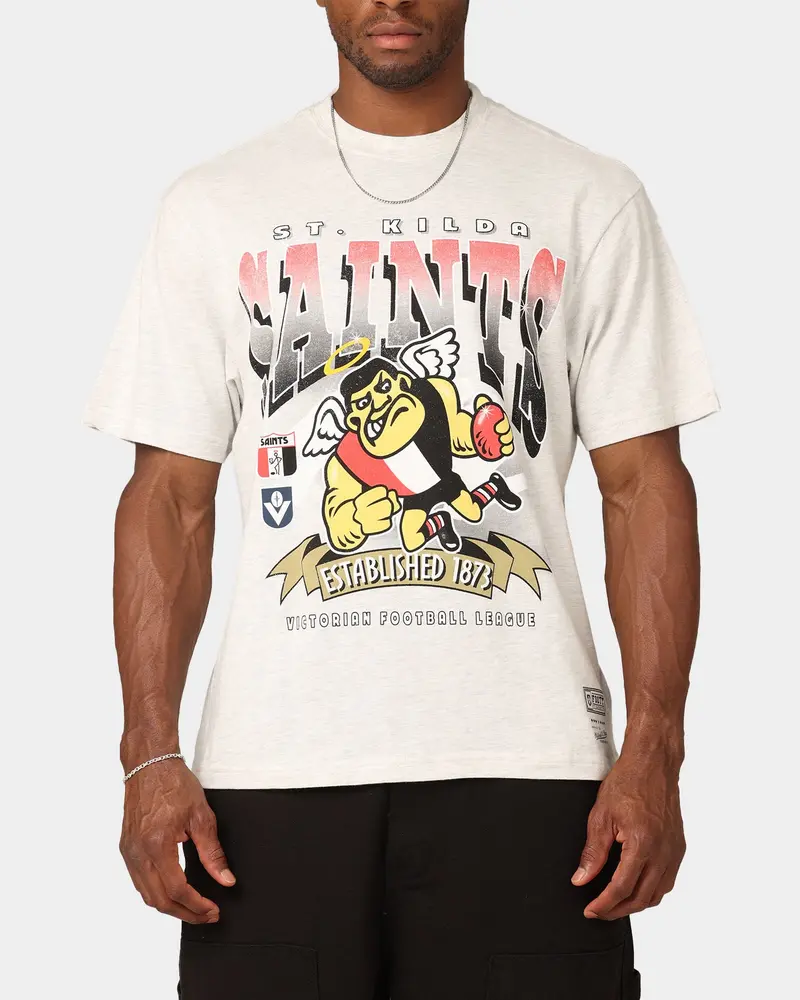 Mitchell & Ness St. Kilda Saints Character T-Shirt Silver Marle 3