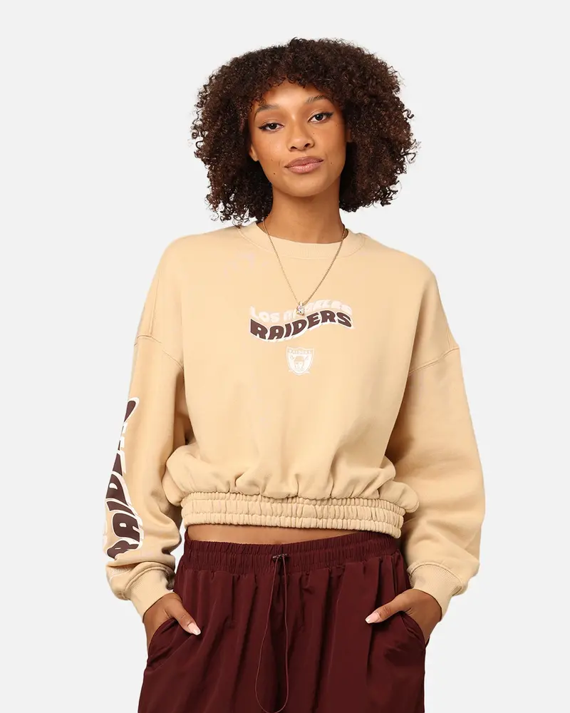 Mitchell & Ness Women's Los Angeles Raiders Dazed Cropped Crewneck Warm Sand 1