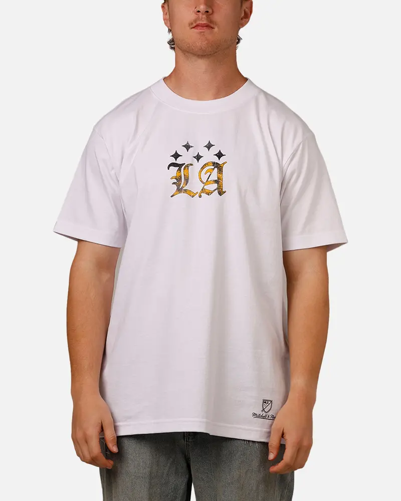 Mitchell & Ness X Los Angeles Galaxy X Culture Kings La Wordmark T-Shirt White 2