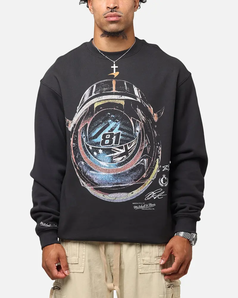 Mitchell & Ness X Mclaren Oscar Piastri Helmet Crewneck Faded Black 1