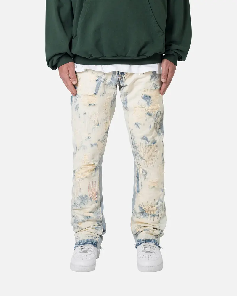 Mnml B506 Bleached Flare Denim Jeans Blue 1
