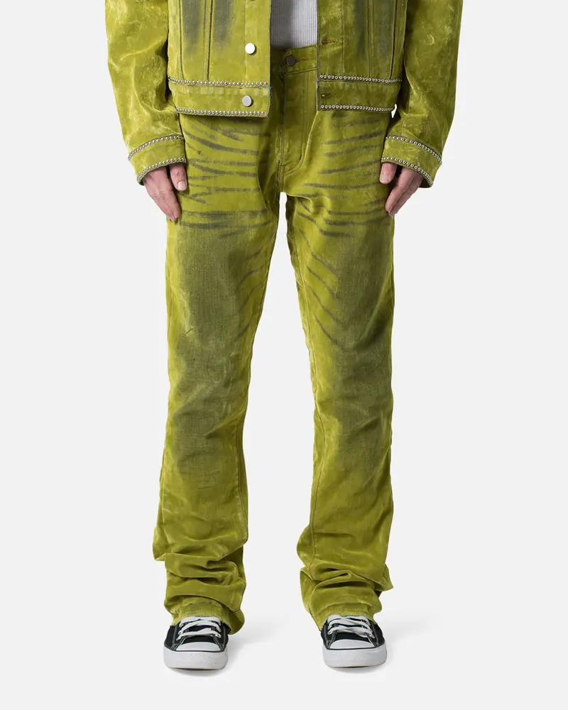 Mnml B576 Flare Denim Jeans Green 1