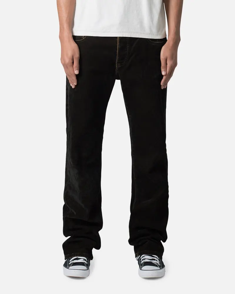 Mnml B577 Suede Flare Denim Jeans Brown 1
