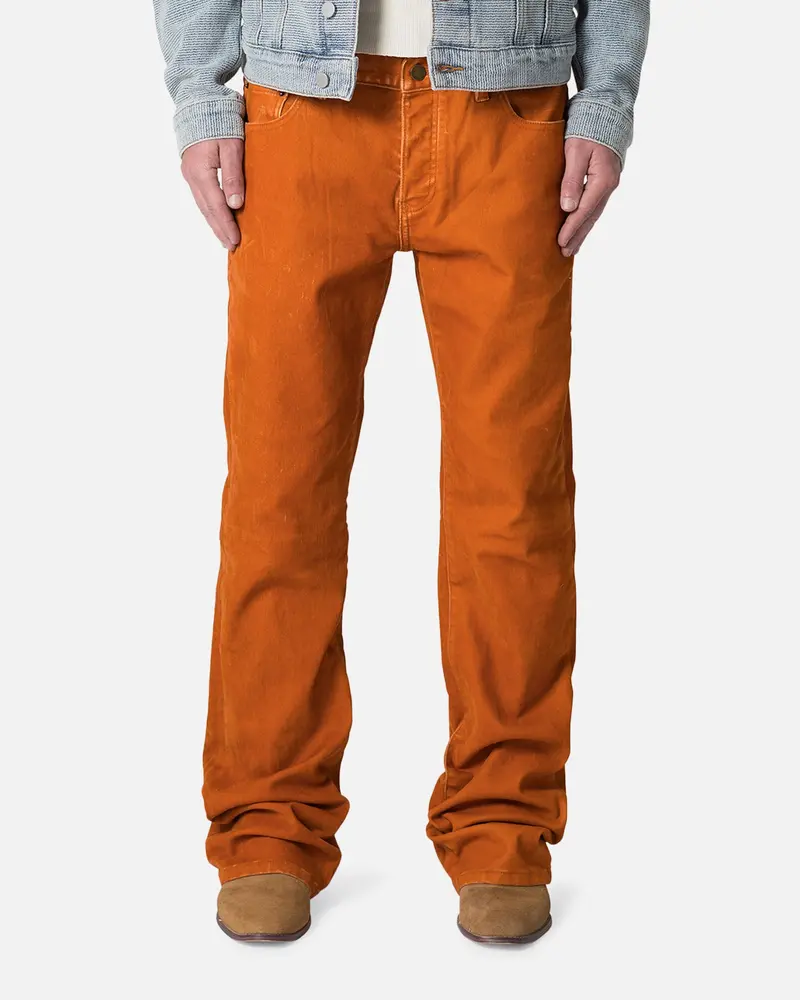 Mnml B577 Suede Flare Denim Jeans Rust 1