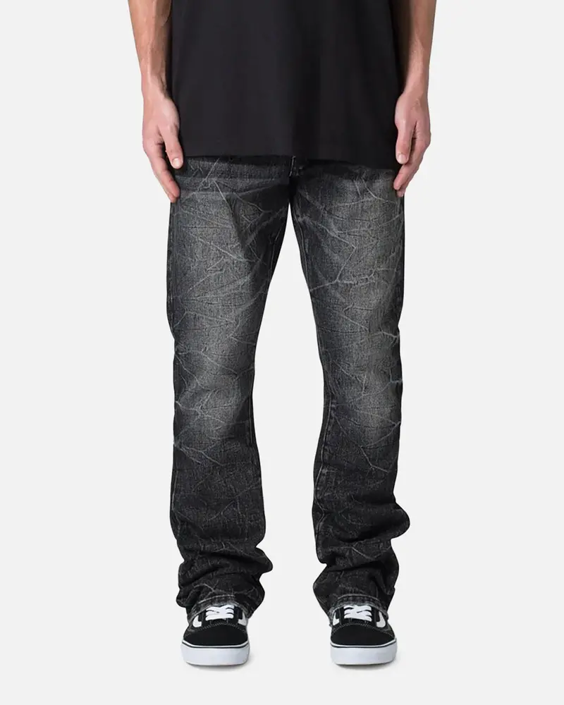 Mnml B670 Occ Wave Wash Flare Denim Jeans Washed Black 1