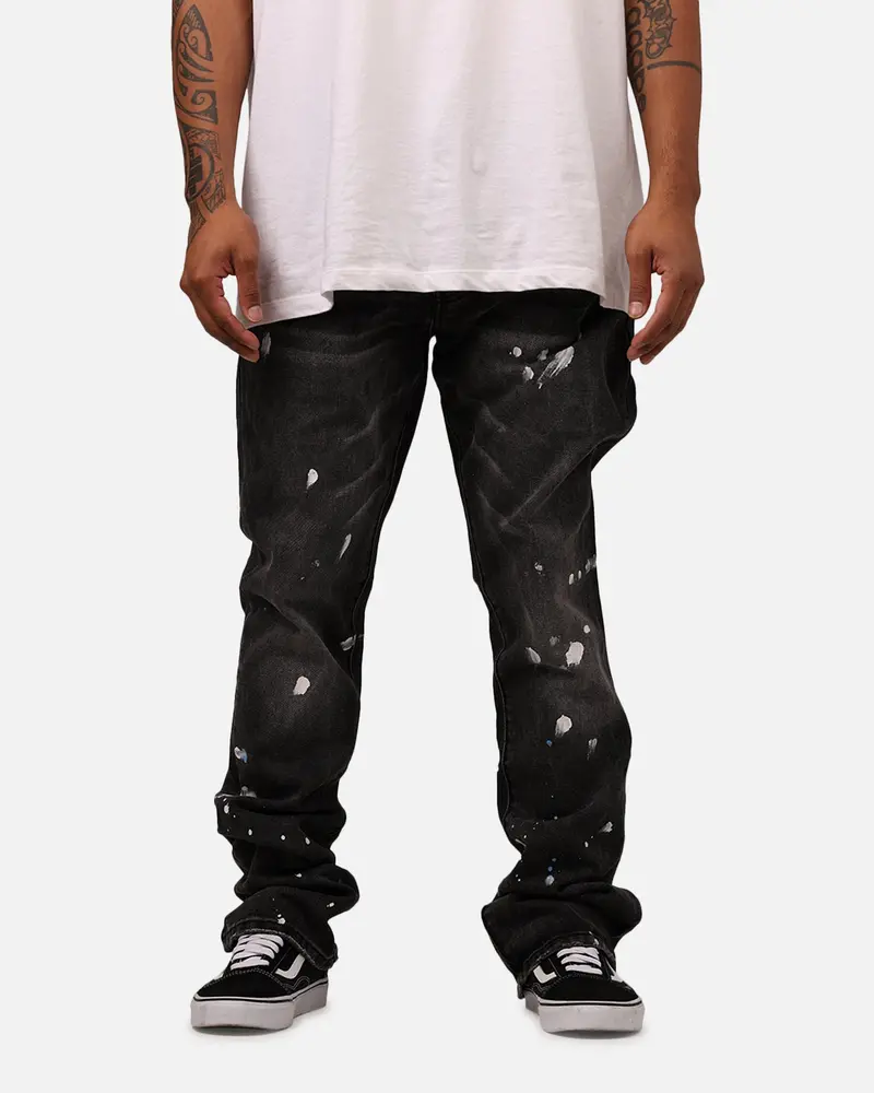 Mnml B679 Worn In Painted Pants Washed Black 1