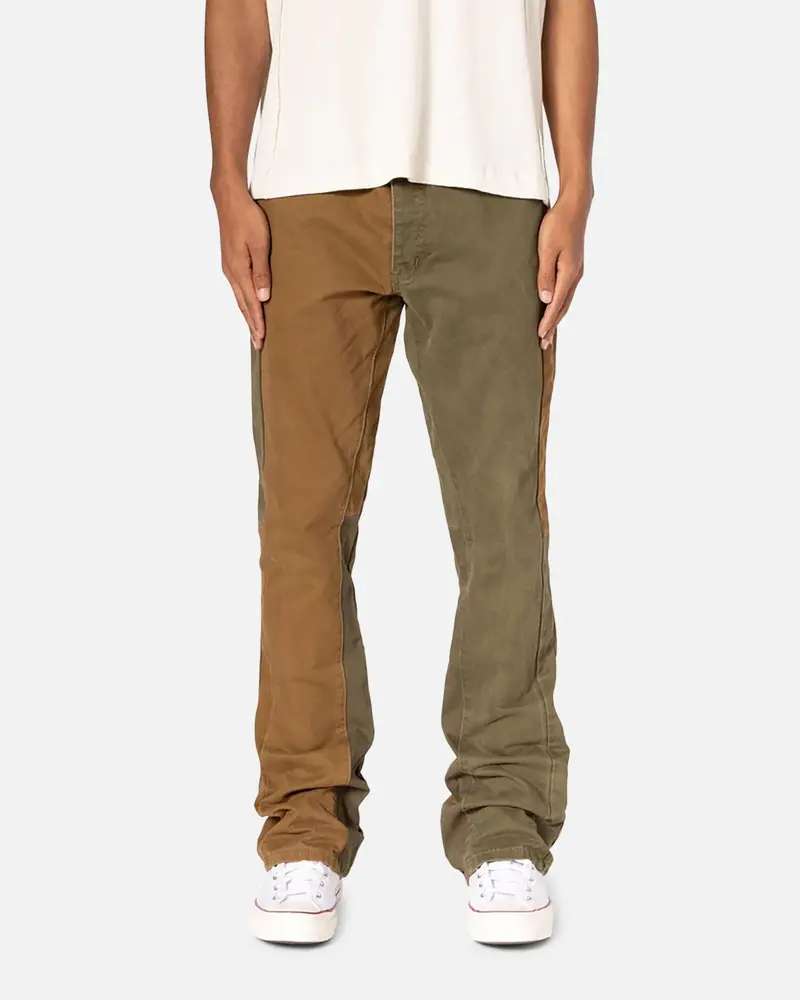 Mnml B680 Colour Block Denim Jeans Olive 1