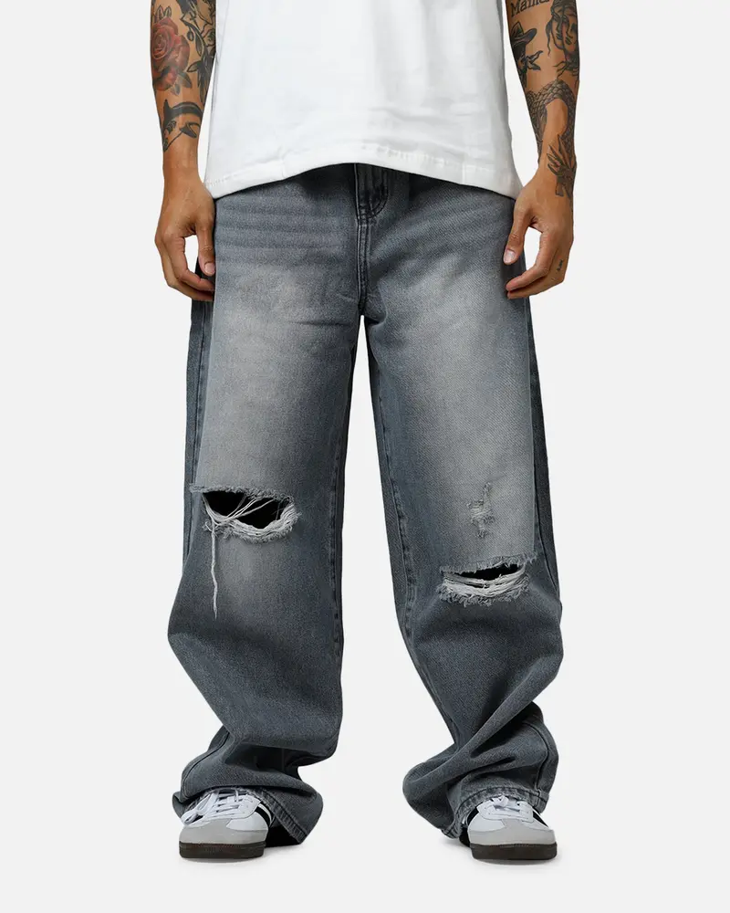 Mnml Baggy Blowout Denim Jeans Washed Grey 1