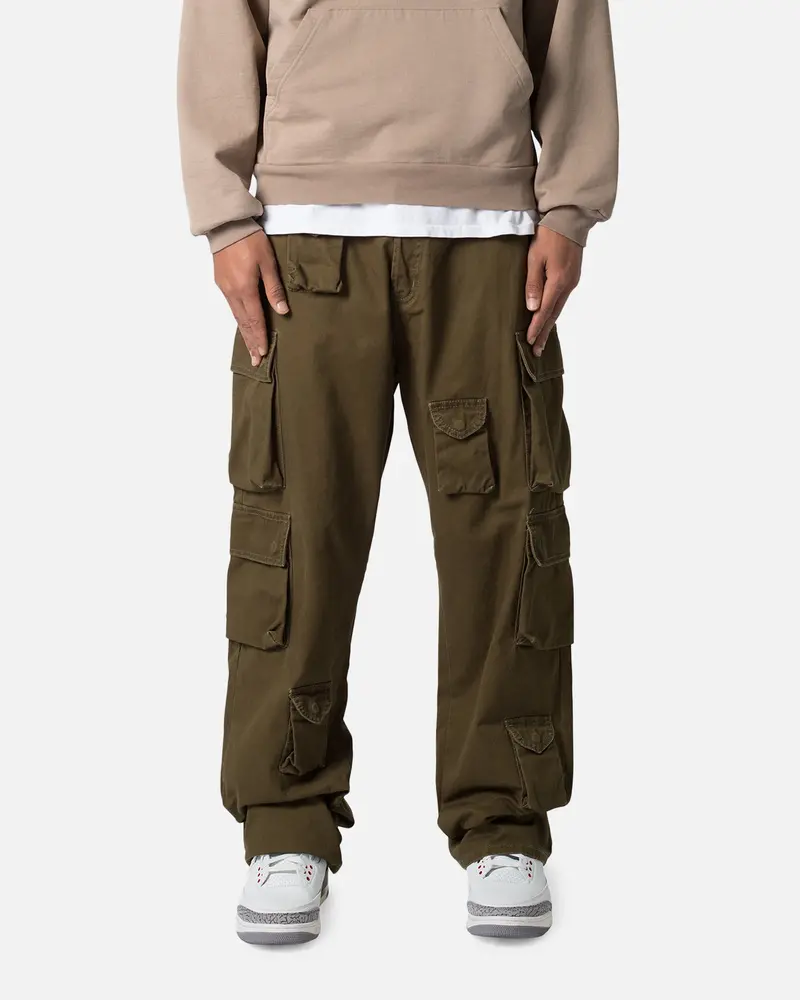 Mnml Baggy Cargo Pants Washed Olive 1