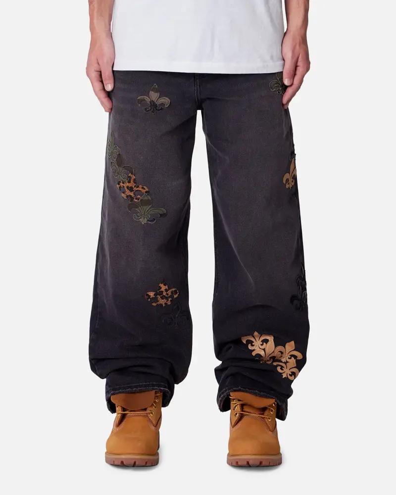 Mnml Baggy Fleur Denim Jeans Black 1