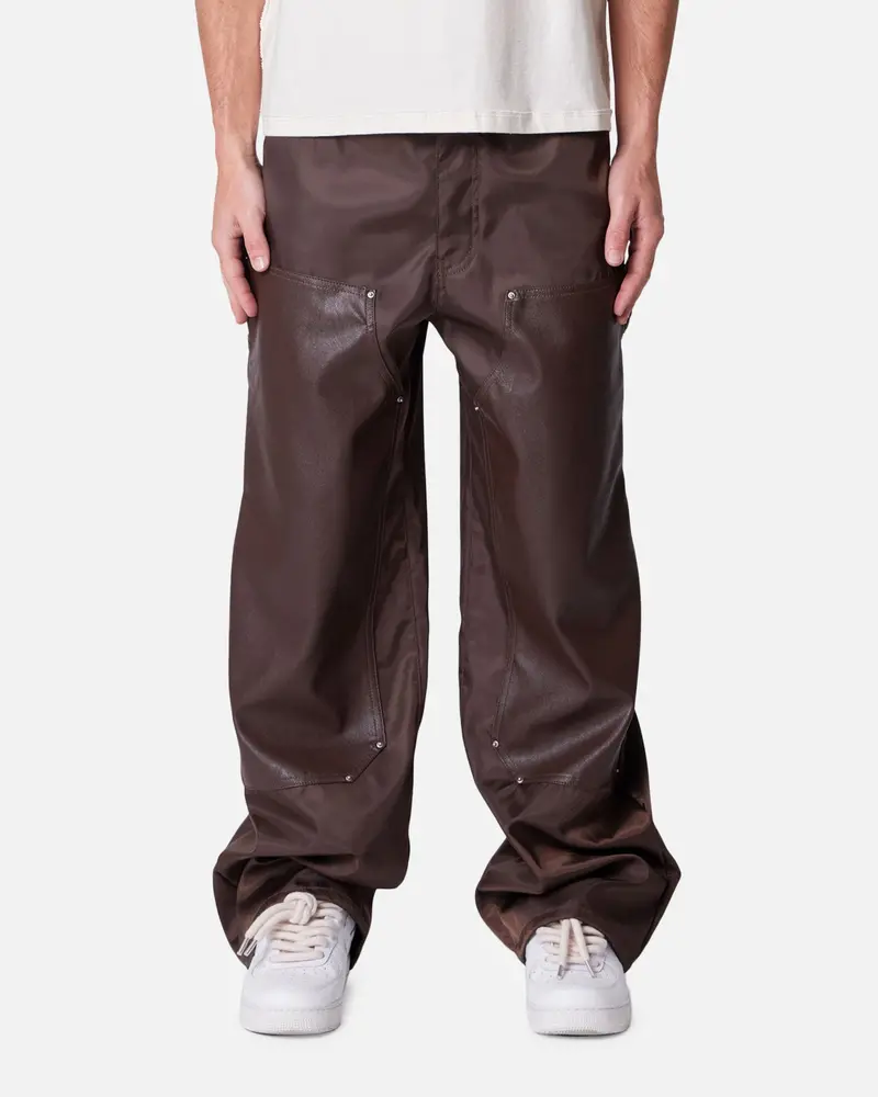 Mnml Baggy Nylon Double Knee Pants Brown 1
