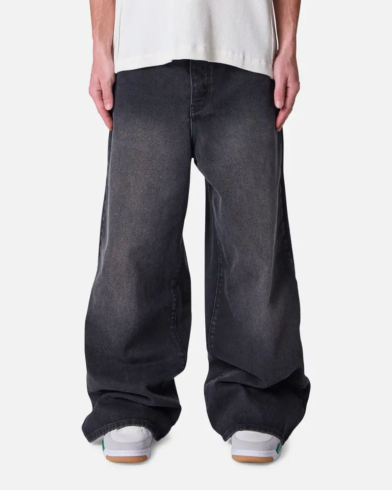 Mnml Baggy Washed Rave Denim Jeans Vintage Black 1