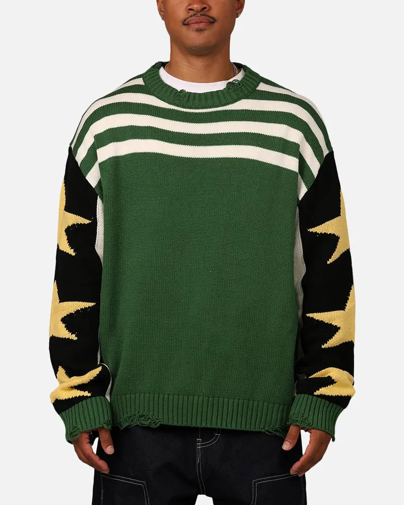 Mnml Belly Knit Distressed Crewneck Sweater Multi 1