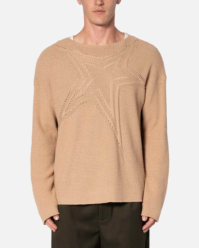 Mnml Boat Neck Star Sweater Tan 1
