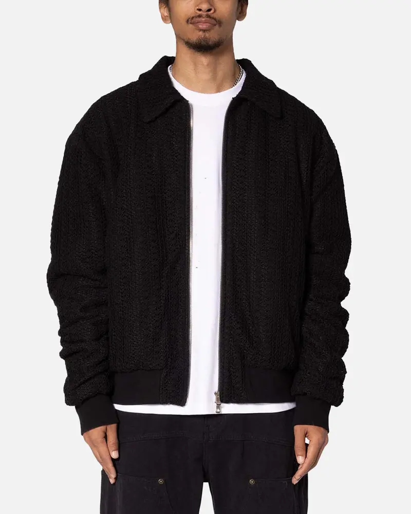 Mnml Crochet Bomber Jacket Black 1