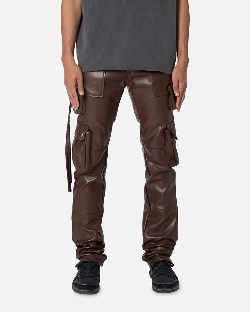 Mnml D152 Leather Cargo Pants Brown 1