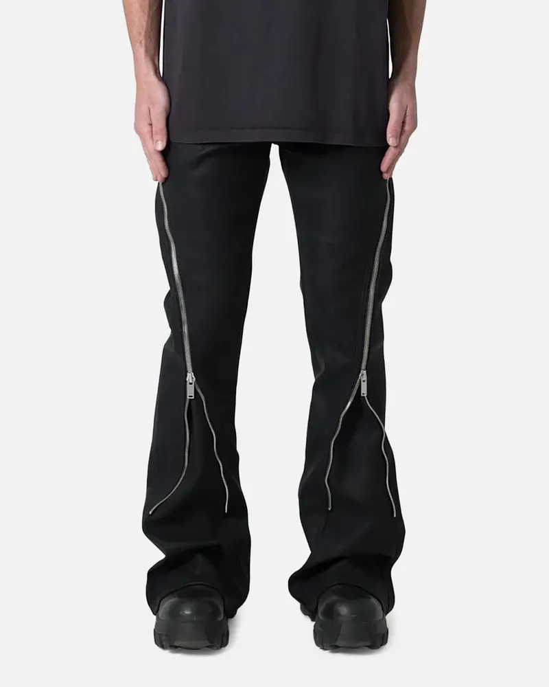 Mnml D519 Leather Zipper Flare Pants Black 1