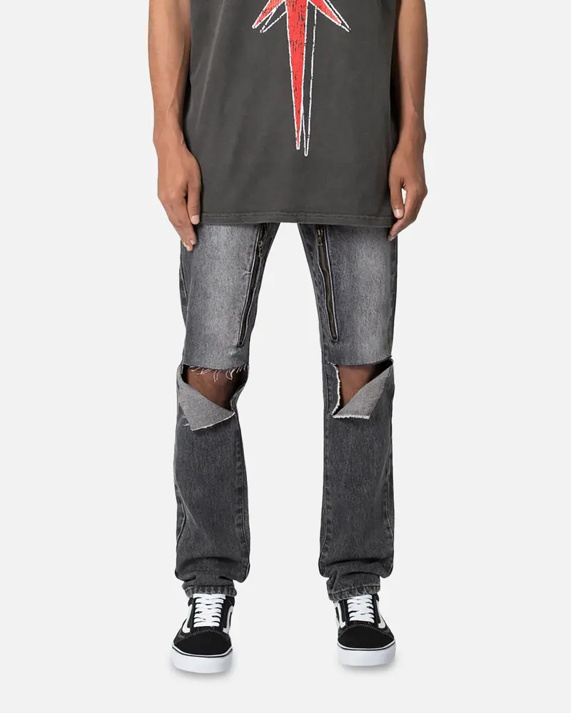 Mnml D530 Zipper Denim Jeans Washed Black 1