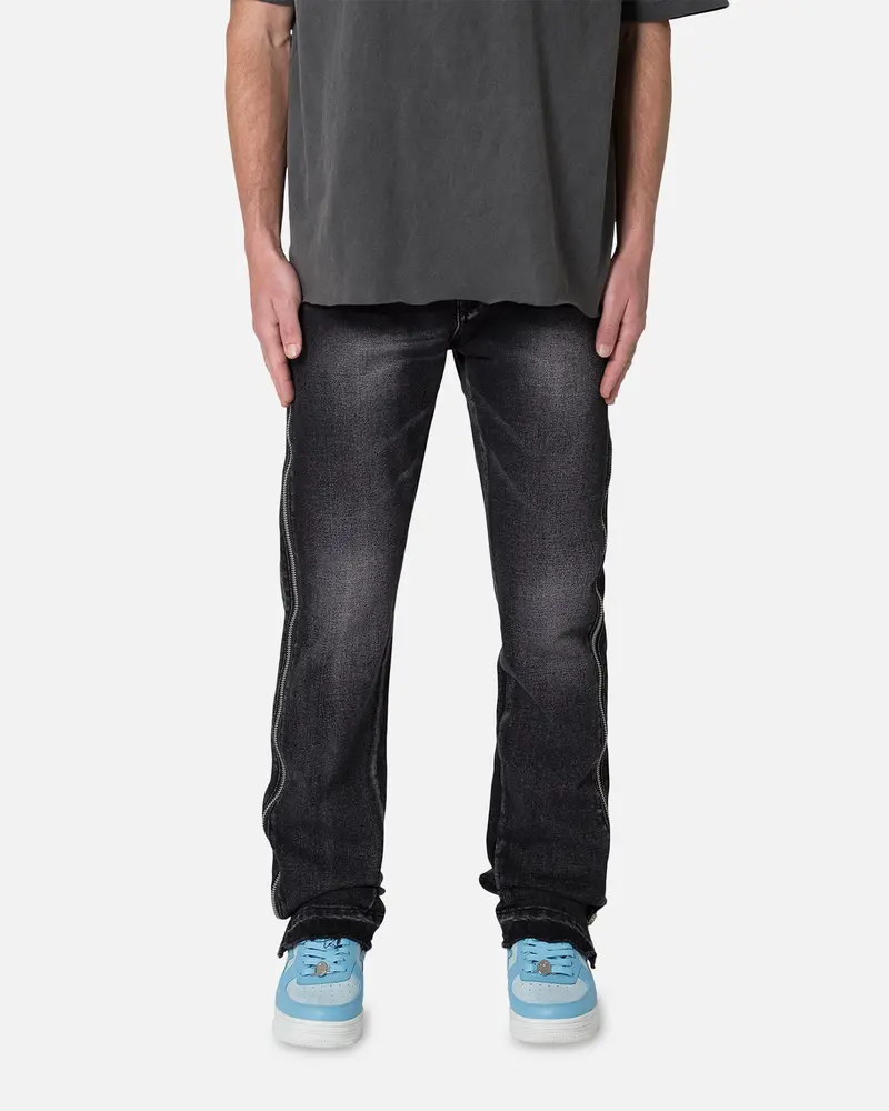 Mnml D558 Straight Stripe Denim Jeans Black 1