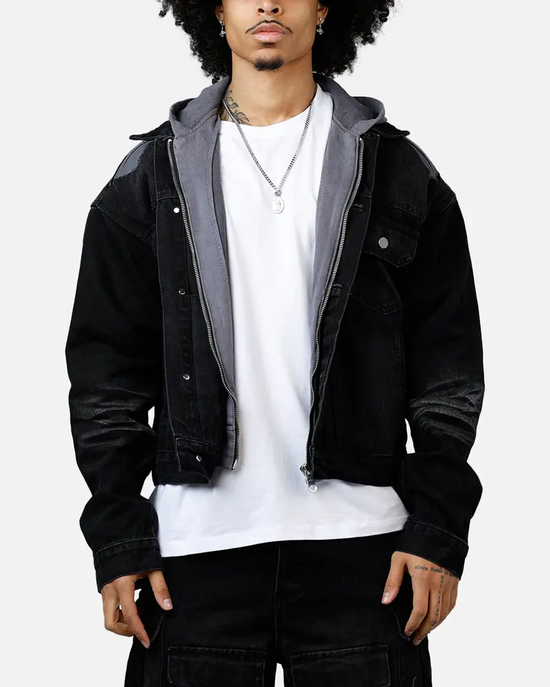 Mnml Denim Dissolved Trucker Jacket Black/Grey 1