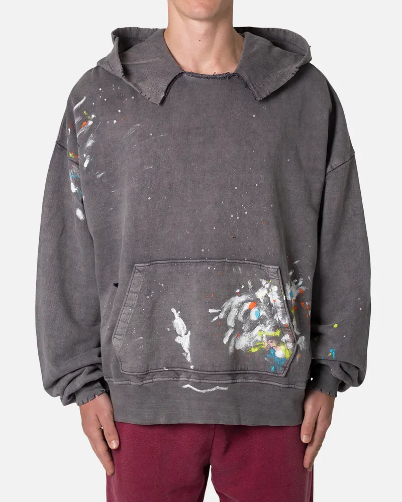 Mnml Destroyed Painter Hoodie Charcoal Grey 1