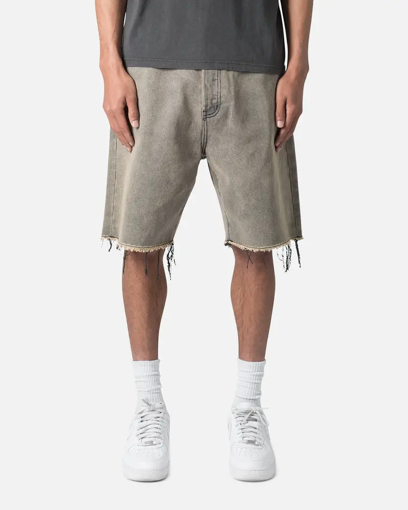 Mnml Distressed Mineral Denim Shorts Brown 1