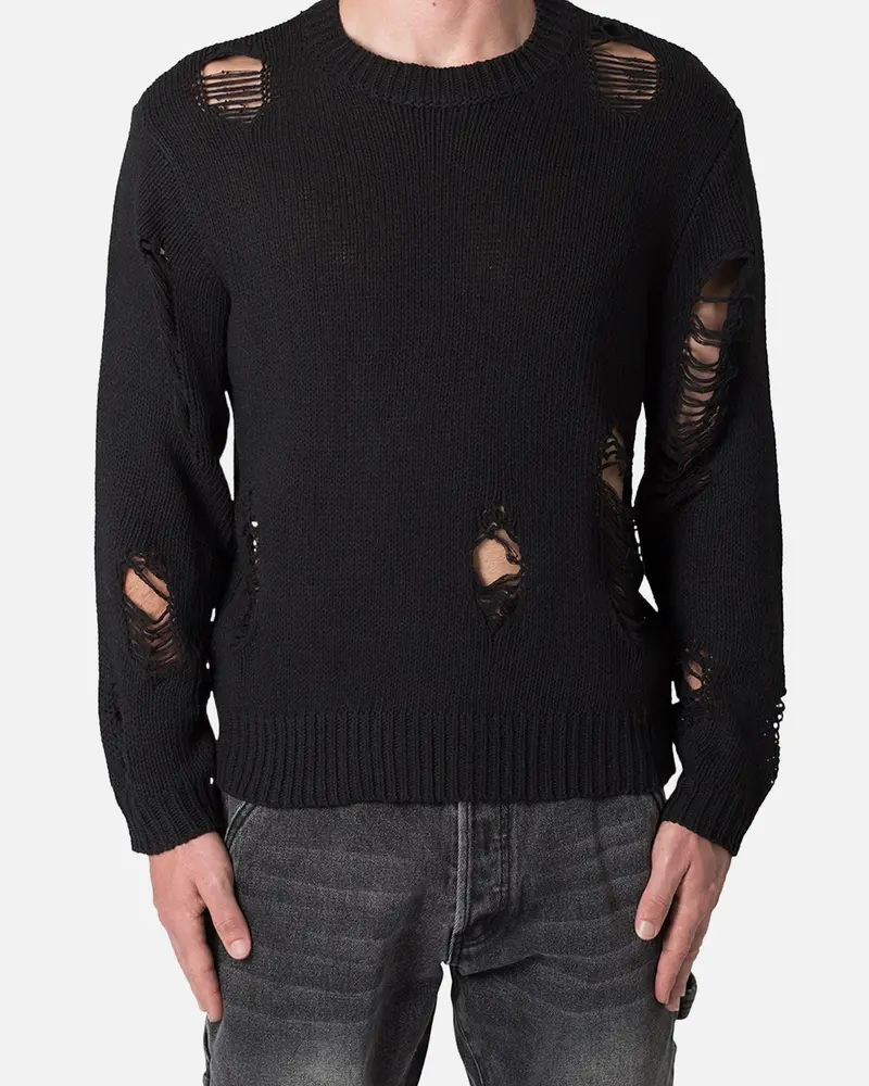 Mnml Distressed Sweater Black 1