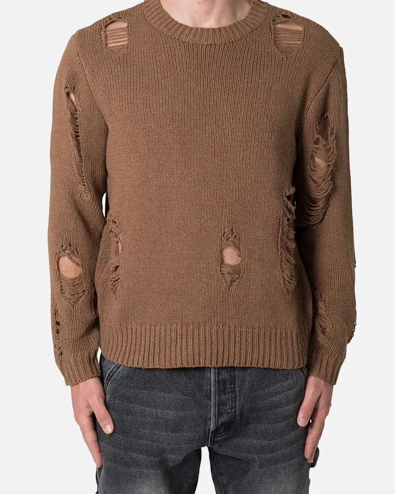 Mnml Distressed Sweater Brown 1