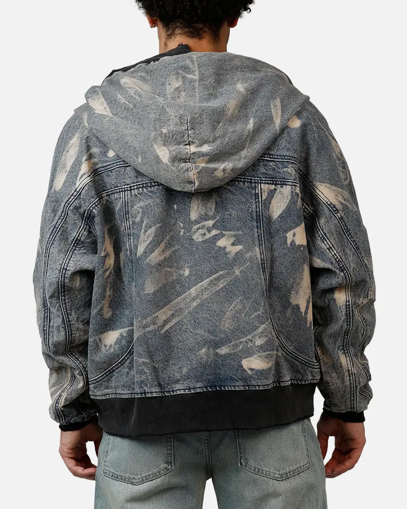 Mnml Double Denim Hood Bomb Jacket Blue 1