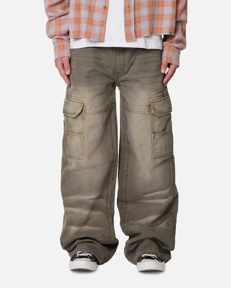 Mnml Double Knee Cargo Pants Olive 1