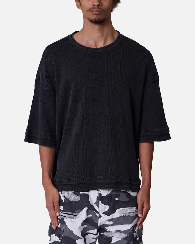 Mnml Double Layer Acid Washed T-Shirt Black 1
