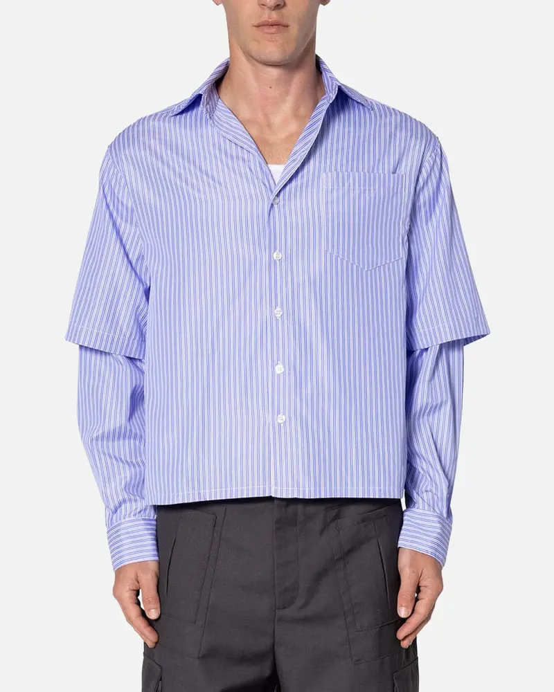 Mnml Double Layer Pinstripe Shirt Blue 1