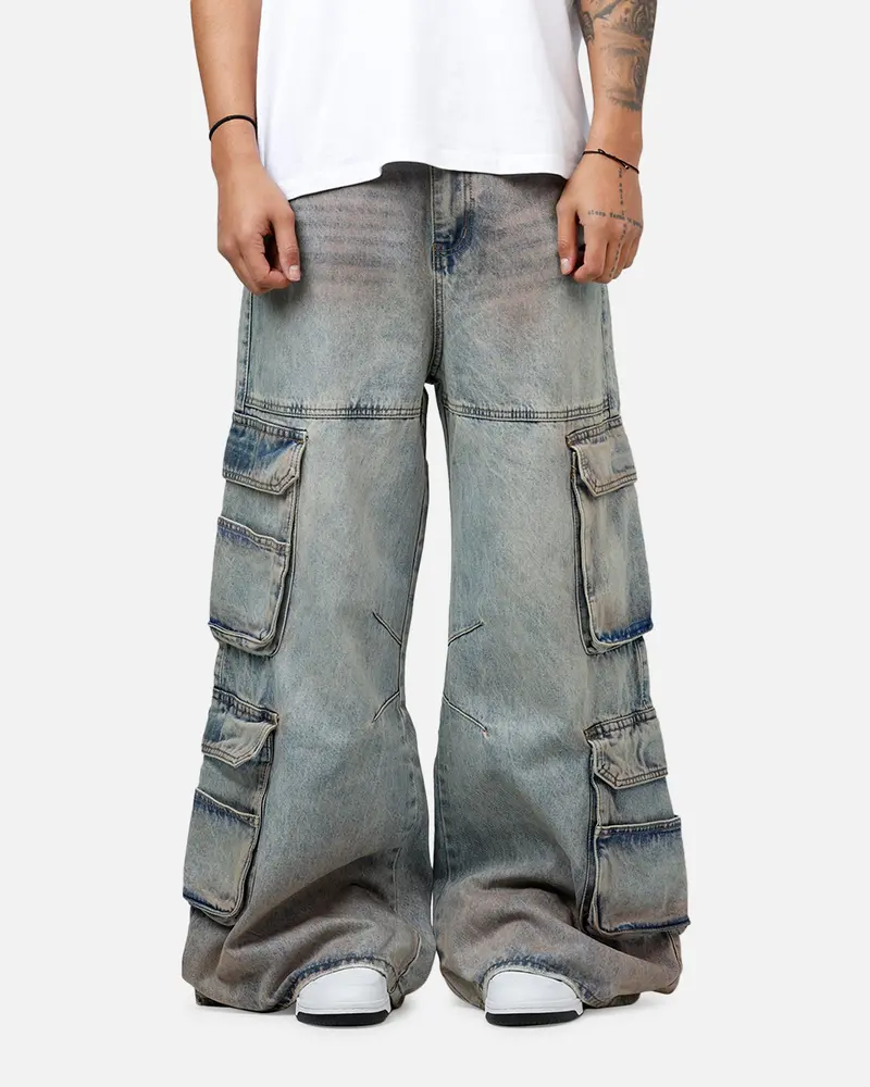 Mnml Dune Double Cargo Denim Pants Blue/Red 1