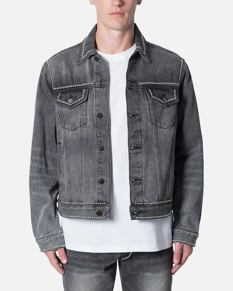 Mnml Flat Studded Trucker Jacket Black 1