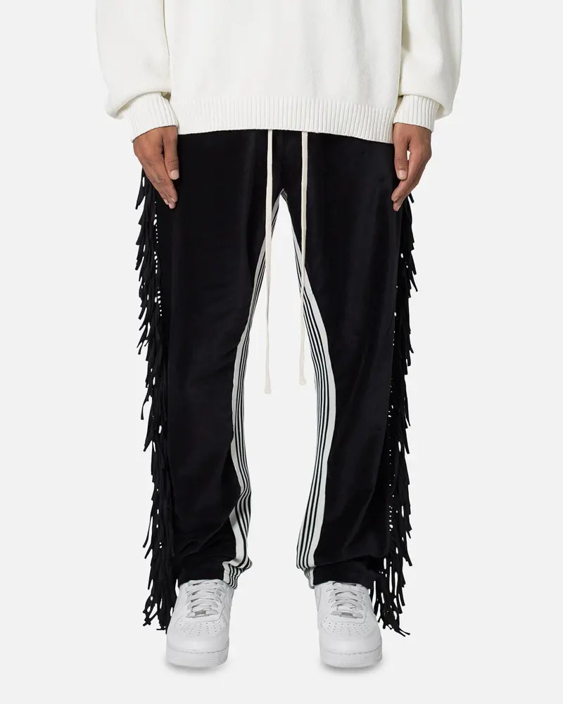 Mnml Fringe Velour Sweatpants Black 1