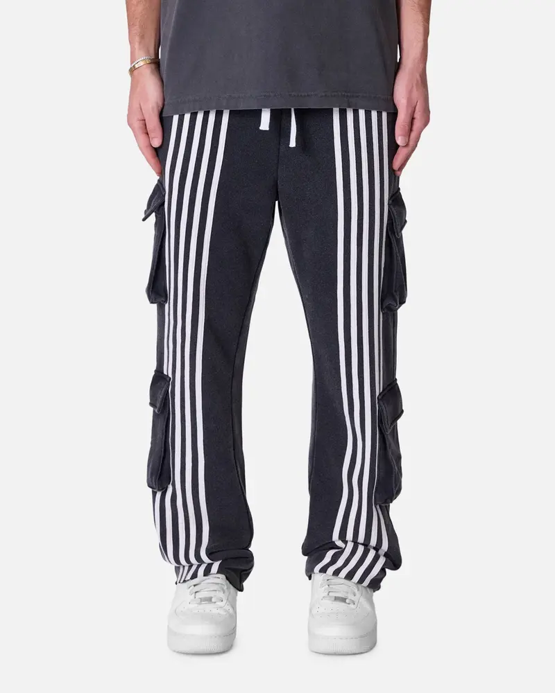 Mnml Front Stripe Sweatpants Washed Black 1