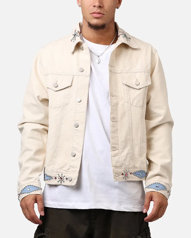 Mnml Jewel Studded Trucker Jacket White 1