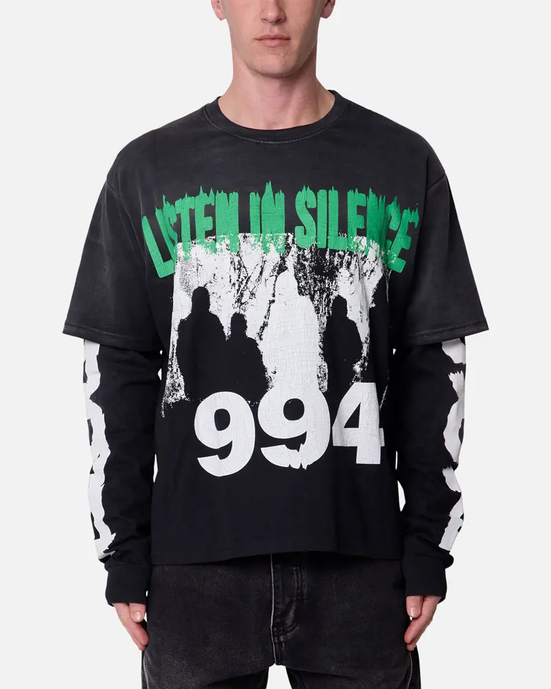 Mnml Listen In Silence Long Sleeve T-Shirt Black 1