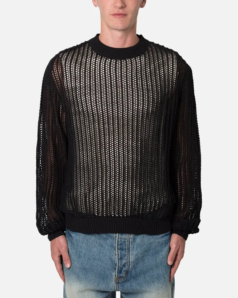 Mnml Mesh Knit Sweater Black 1