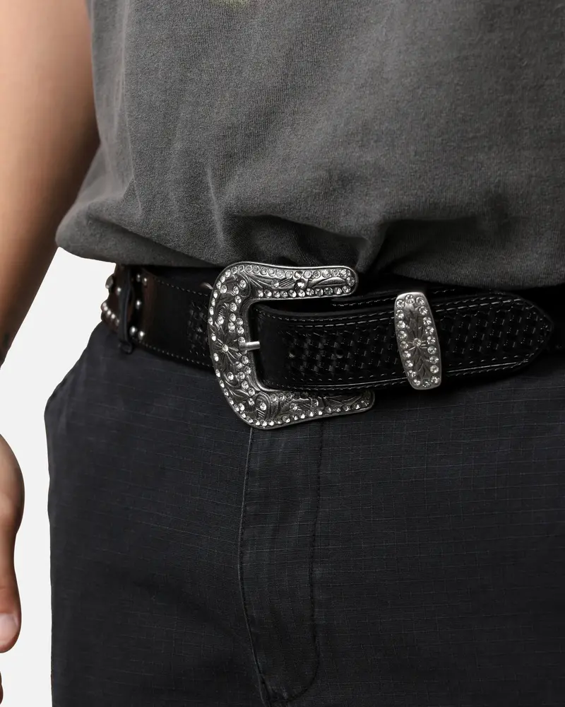 Mnml Metal Cross Studded Belt Black 1