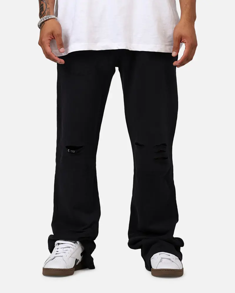 Mnml Metal Ring Flared Sweatpants Black 1