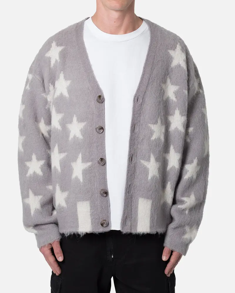 Mnml Mohair Cardigan Sweater Grey 1