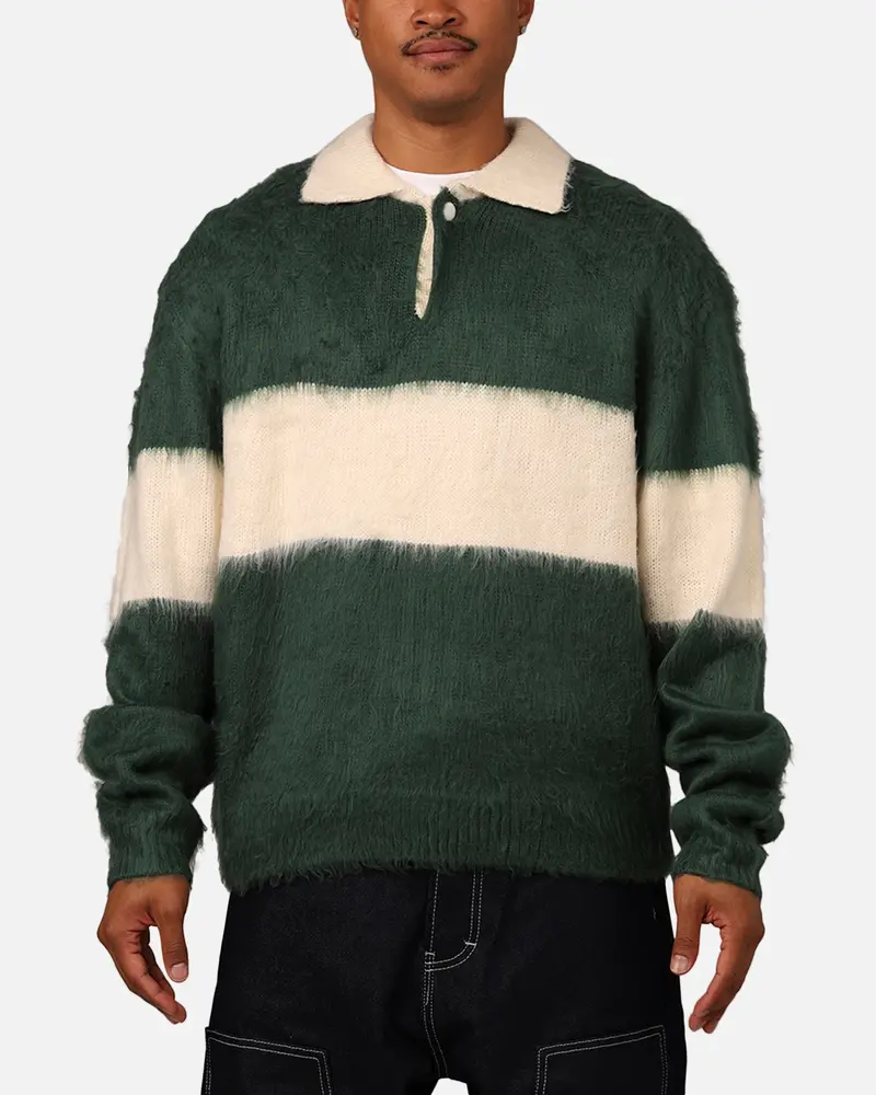 Mnml Mohair Rugby Sweater Green/White 1